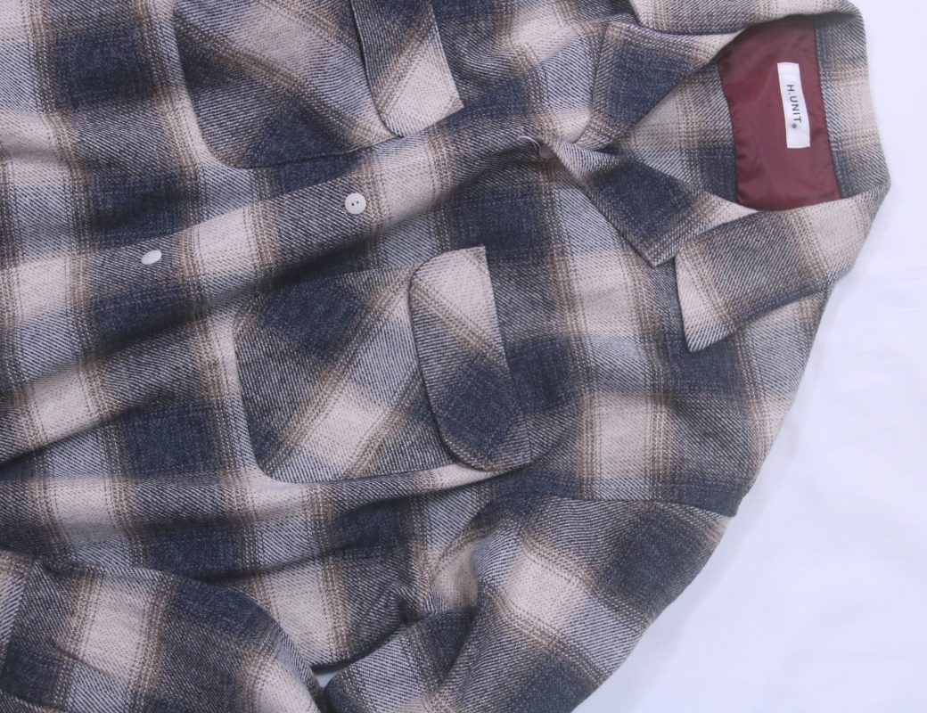 H.UNIT   Ombre check open collar long sleeves shirt